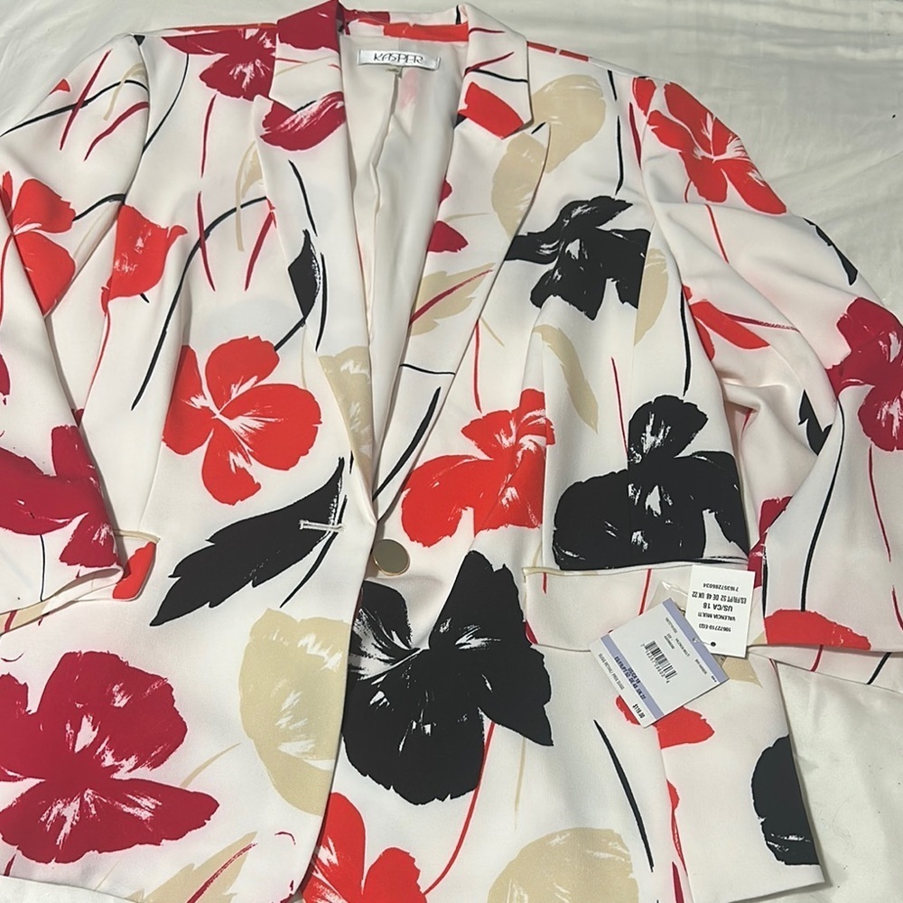 Ikasper Red And Cream Floral Blazer